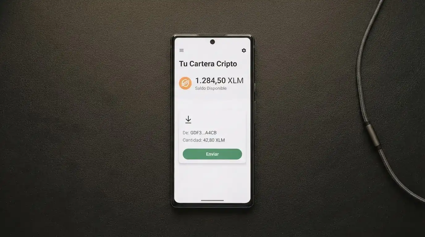 Pantalla de una wallet de criptomonedas en un teléfono mostrando una transacción de depósito en USDT hacia un casino, sin ningún formulario de datos personales en pantalla
