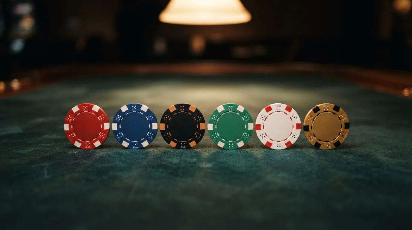 Fila de logotipos de casinos online con licencia DGOJ sobre un fondo de fichas de póquer