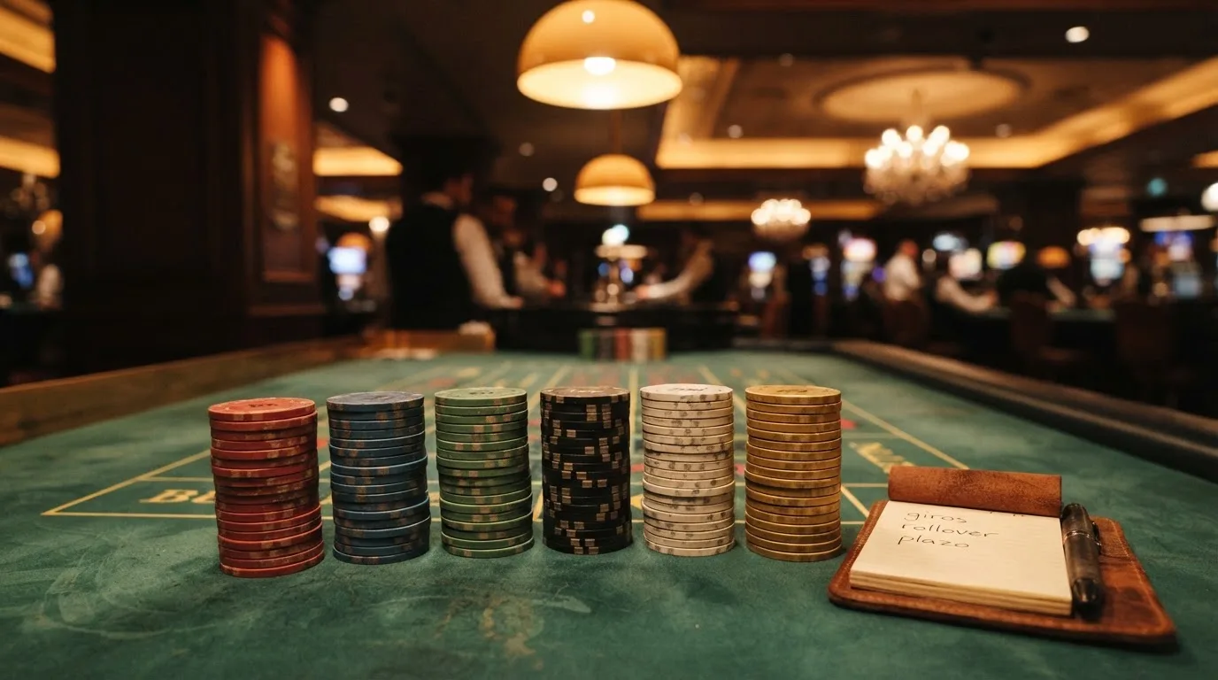 Tabla con las columnas de operador, giros gratis, rollover y vigencia junto a los logotipos de los casinos