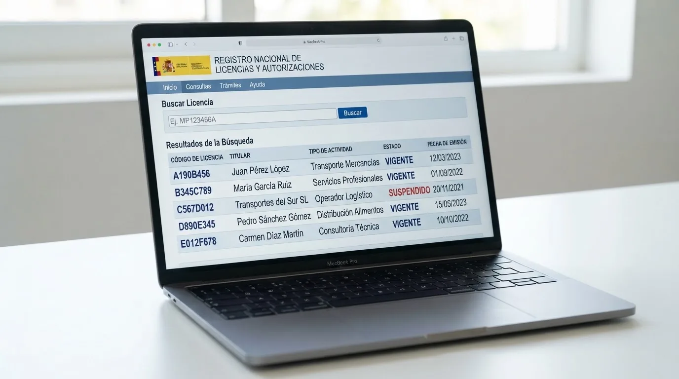 Captura parcial de la página de ordenacionjuego.es con el registro de licencias de la DGOJ abierto en un navegador
