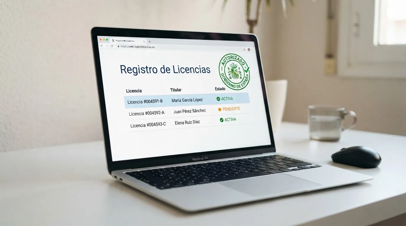 pantalla del registro oficial de la DGOJ con el sello de operador autorizado y el dominio .es visible