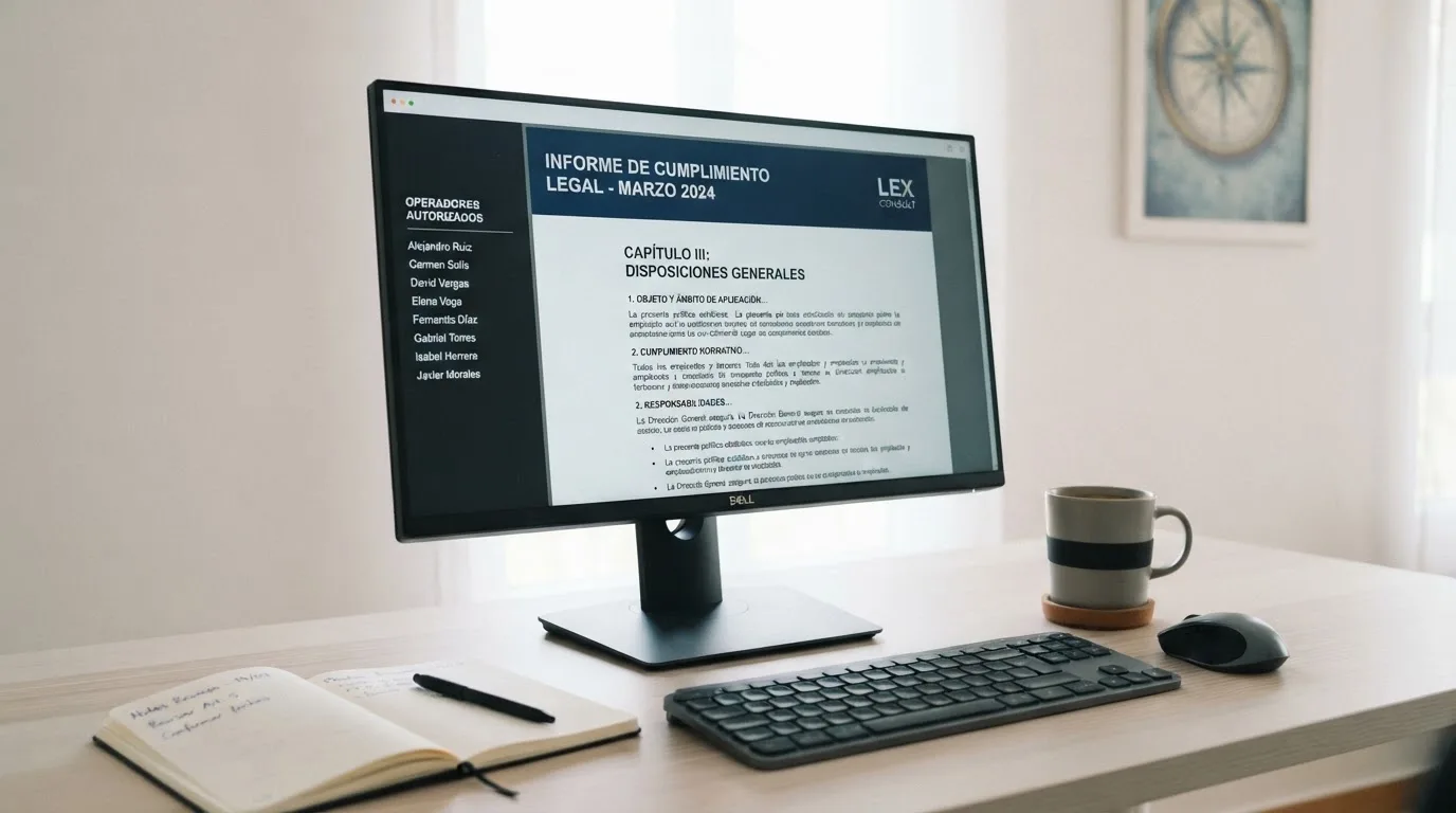 Pantalla de ordenador con el sitio web oficial de la DGOJ abierto en la sección de operadores autorizados, mostrando la lista de licencias y el texto de la Ley 13/2011