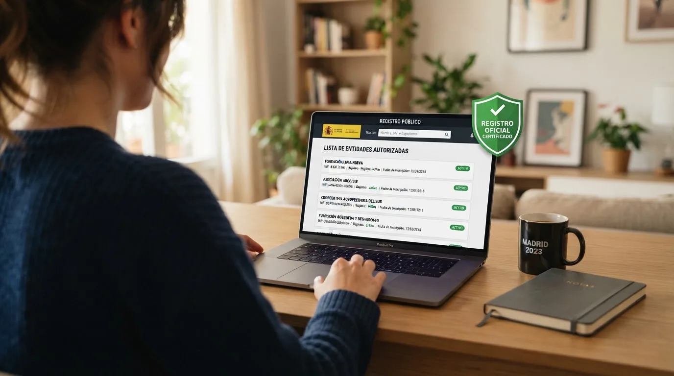Pantalla del registro público de licencias de la DGOJ con el listado de operadores autorizados y el sello de juego seguro