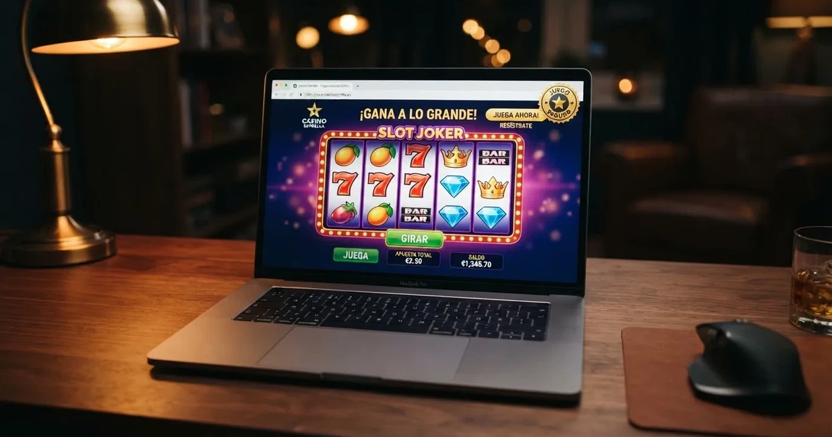 Pantalla de inicio de un casino online extranjero con interfaz en español, sección de juegos destacados y un candado de conexión segura