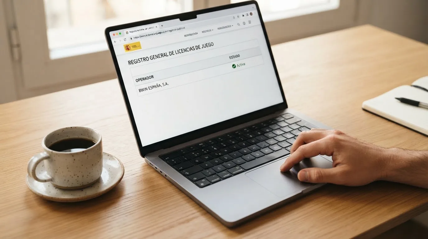 Sello oficial de la Dirección General de Ordenación del Juego en el pie de página de un casino online español