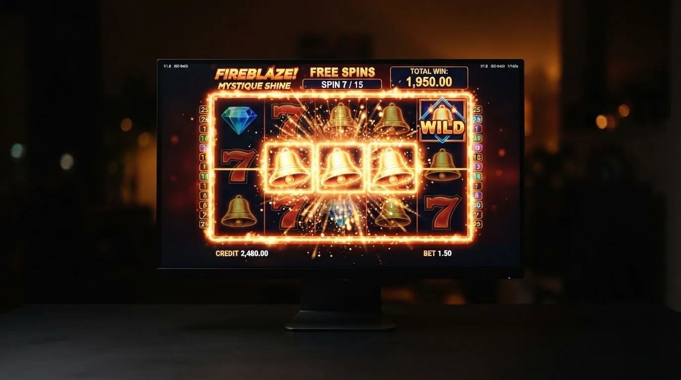 Pantalla de una tragaperras online con la función de ronda de giros gratis activada durante una partida